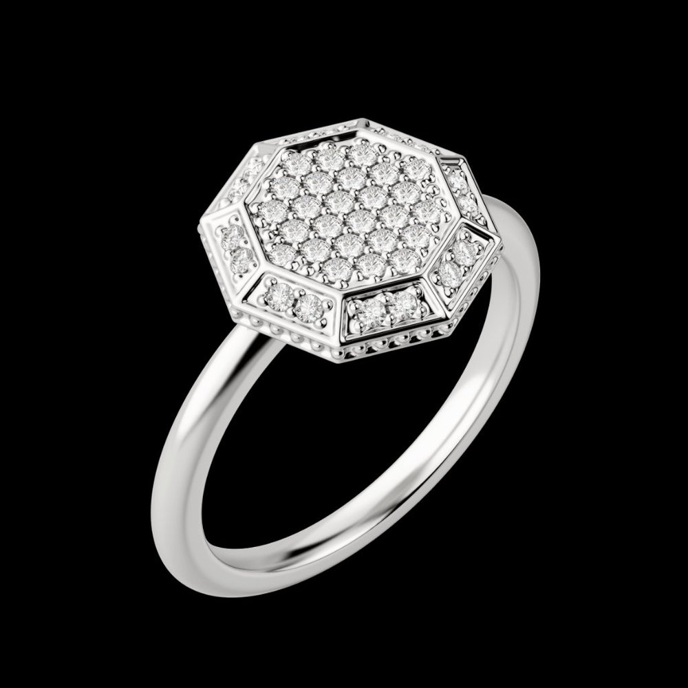 Octagon Pavé Ring